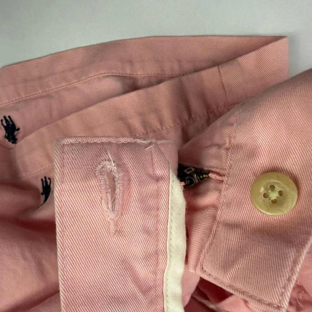 Y2K Polo Ralph Lauren Mens 30 Pink Chino Shorts All Over Pony Logo Embroidered
